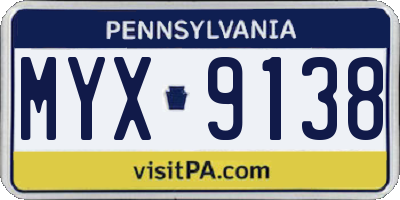 PA license plate MYX9138