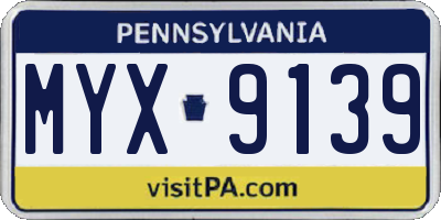 PA license plate MYX9139