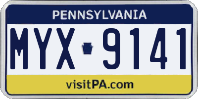 PA license plate MYX9141