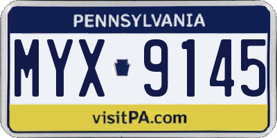 PA license plate MYX9145