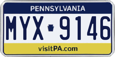 PA license plate MYX9146