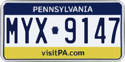PA license plate MYX9147
