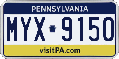 PA license plate MYX9150