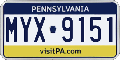 PA license plate MYX9151