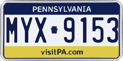 PA license plate MYX9153