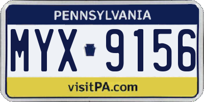 PA license plate MYX9156
