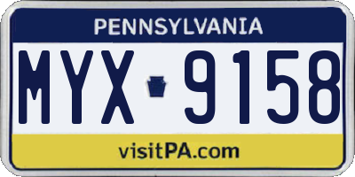 PA license plate MYX9158