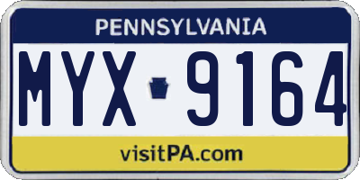 PA license plate MYX9164