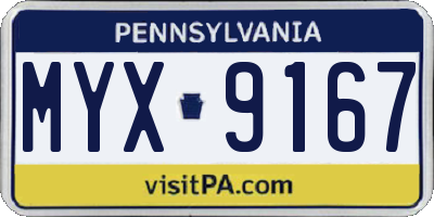 PA license plate MYX9167