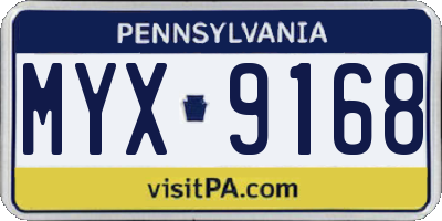 PA license plate MYX9168