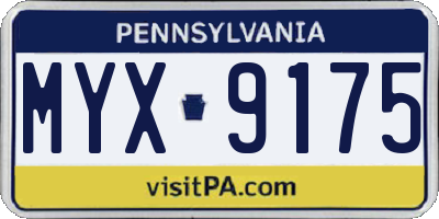 PA license plate MYX9175
