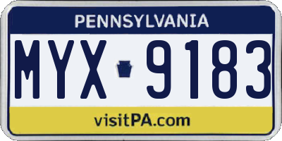 PA license plate MYX9183