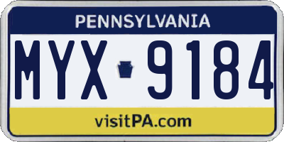 PA license plate MYX9184
