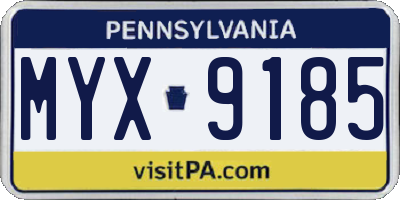 PA license plate MYX9185