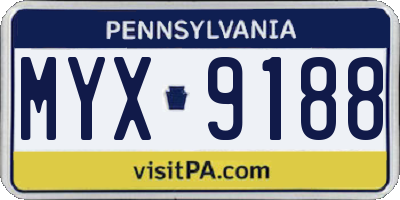 PA license plate MYX9188