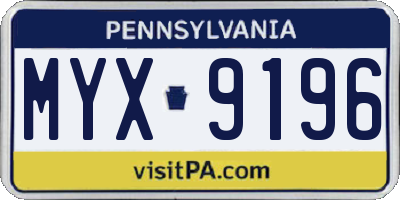 PA license plate MYX9196