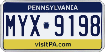 PA license plate MYX9198