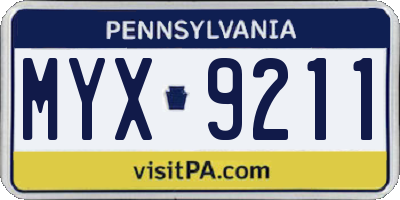 PA license plate MYX9211