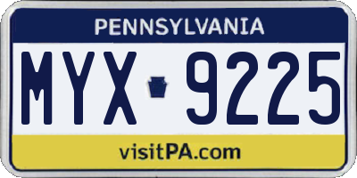 PA license plate MYX9225