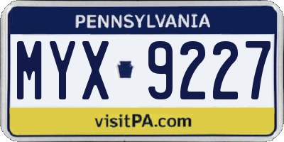 PA license plate MYX9227