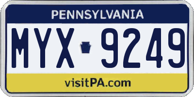 PA license plate MYX9249
