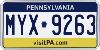 PA license plate MYX9263