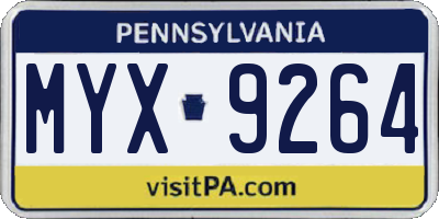 PA license plate MYX9264