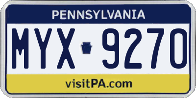 PA license plate MYX9270