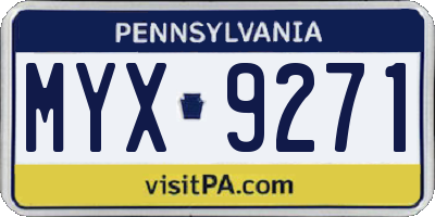 PA license plate MYX9271