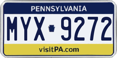 PA license plate MYX9272
