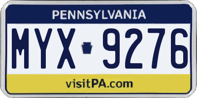 PA license plate MYX9276