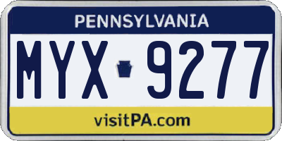 PA license plate MYX9277
