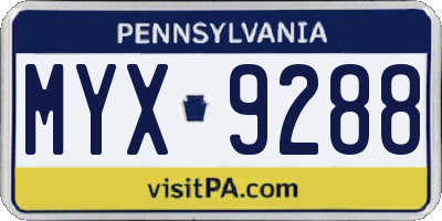 PA license plate MYX9288