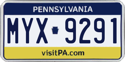 PA license plate MYX9291
