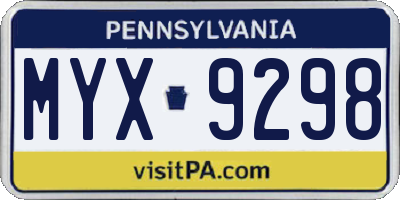 PA license plate MYX9298