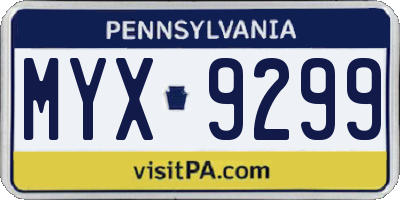 PA license plate MYX9299