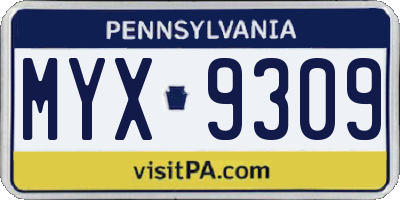 PA license plate MYX9309