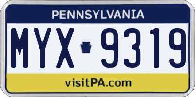 PA license plate MYX9319