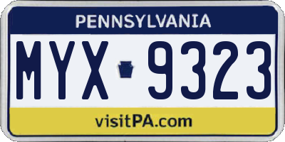 PA license plate MYX9323