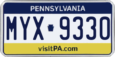PA license plate MYX9330
