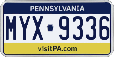 PA license plate MYX9336