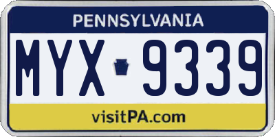 PA license plate MYX9339