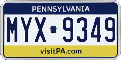 PA license plate MYX9349