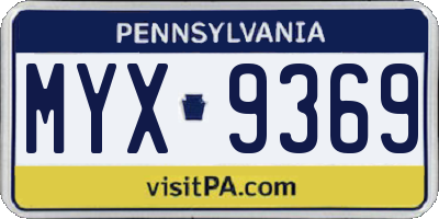 PA license plate MYX9369