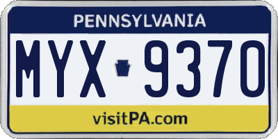 PA license plate MYX9370