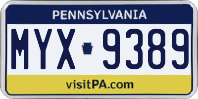 PA license plate MYX9389