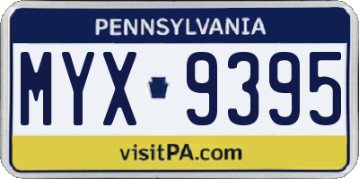 PA license plate MYX9395
