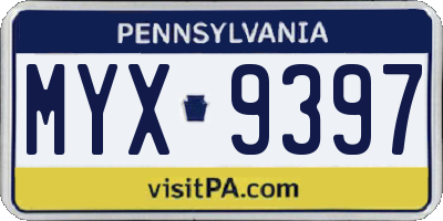 PA license plate MYX9397
