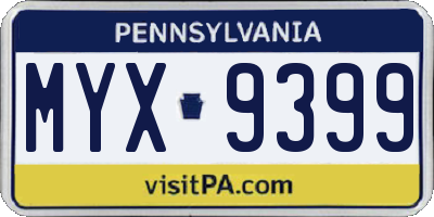 PA license plate MYX9399