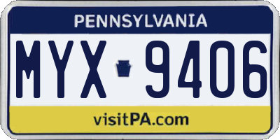 PA license plate MYX9406
